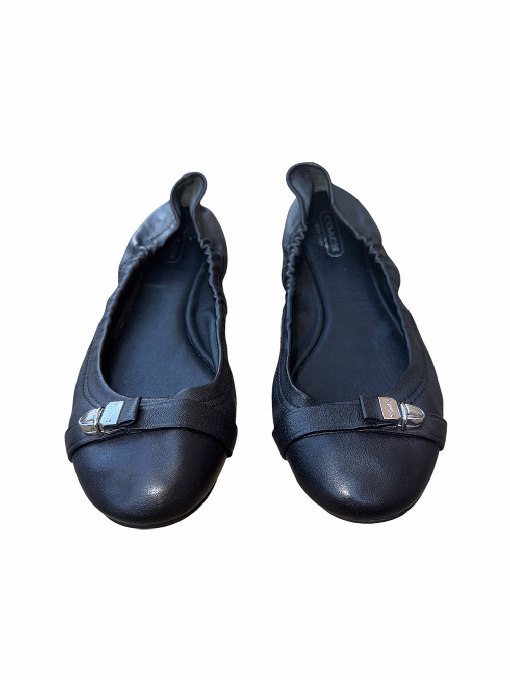 COACH black signature leather cap toe ballet flats Size 8.5 B